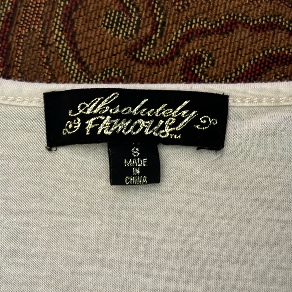 Absolutely Famous cream & gold sequin tank top Sz. S - Picture 4 of 6